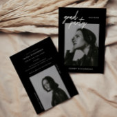 Modern Script Black 2-Photo Graduation Party 招待状