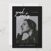 Modern Script Black 2-Photo Graduation Party 招待状 (正面)