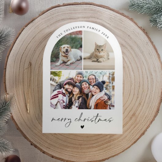 Modern Script Black and White Arch Christmas シーズンカード