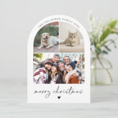 Modern Script Black and White Arch Christmas シーズンカード (スタンド正面)