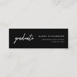 Modern Script Black Graduation Name Card Insert スキニー名刺