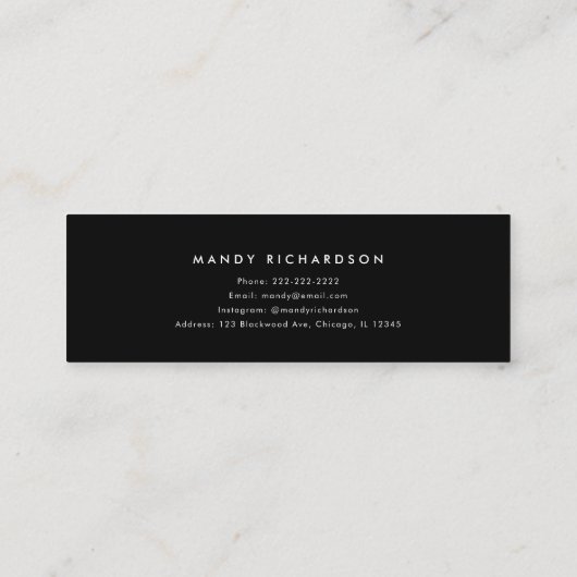 Modern Script Black Graduation Name Card Insert スキニー名刺 (裏面)