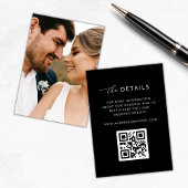 Modern Script Black Qr Code Photo Wedding Details エンクロージャーカード