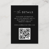 Modern Script Black Qr Code Photo Wedding Details エンクロージャーカード (正面)