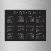 Modern Script Black Rose Gold 2024 Calendar Magnet