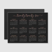 Modern Script Black Rose Gold 2024 Calendar Magnet (正面/裏面)