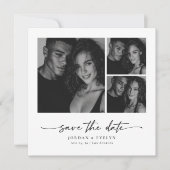 Modern Script Black & White 3 Photo Save the Date セーブザデート (正面)
