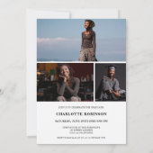 Modern Script Black White 4 Photo Graduation 招待状 (裏面)