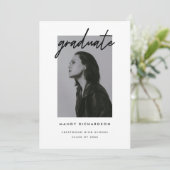 Modern Script Black & White Photo Graduation 案内状 (スタンド正面)
