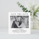 Modern Script Black White Wedding Photo セーブザデート (スタンド正面)