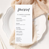 Modern Script Black & White Wedding Reception Menu メニュー