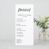 Modern Script Black & White Wedding Reception Menu メニュー (スタンド正面)