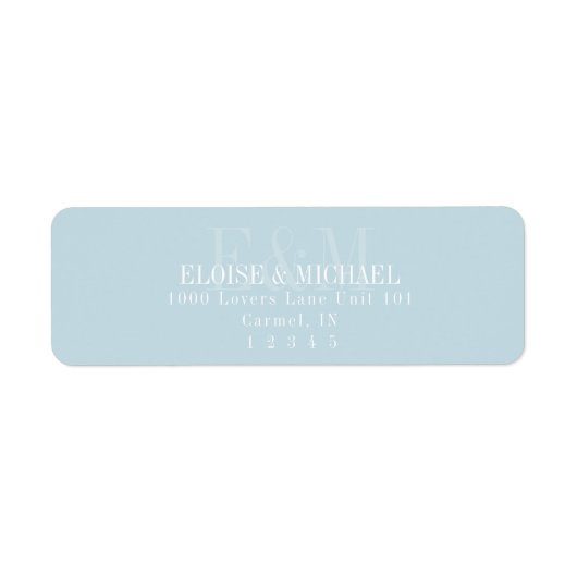 Modern Script Blue Citrus Monogram Wedding ラベル (正面)