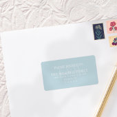 Modern Script Blue Citrus Monogram Wedding ラベル