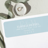 Modern Script Blue Citrus Monogram Wedding ラベル