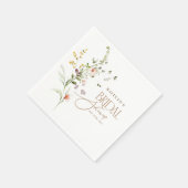 Modern Script Boho Flower Garden Bridal Shower スタンダードカクテルナプキン (角)