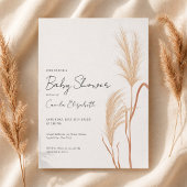Modern Script Boho Pampas Grass Baby Shower 招待状
