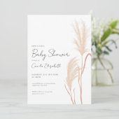 Modern Script Boho Pampas Grass Baby Shower 招待状 (スタンド正面)