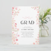 Modern Script Bow Floral Photo Collage Graduation 案内状 (スタンド正面)
