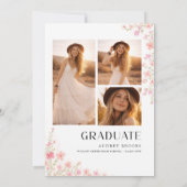 Modern Script Bow Floral Photo Collage Graduation 案内状 (裏面)