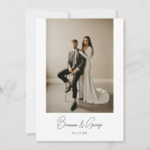 Modern Script Bride & Groom Names Wedding Photo サンキューカード (正面)