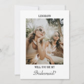 Modern Script Bridesmaid Proposal Photo Card 招待状 (正面)