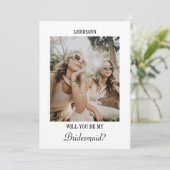 Modern Script Bridesmaid Proposal Photo Card 招待状 (スタンド正面)