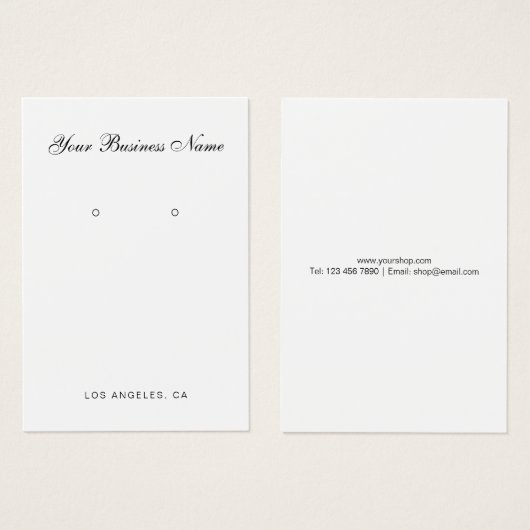 Modern Script Business Name Earring Holder Cards (正面&裏面)