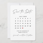Modern Script Calendar Wedding Save the Date 招待状 (正面)
