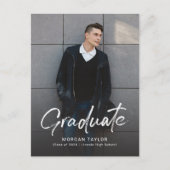 Modern Script Casual Photo Graduation Announcement ポストカード (正面)