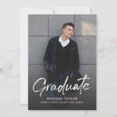 Modern Script Casual Photo Graduation Announcement 招待状 (正面)