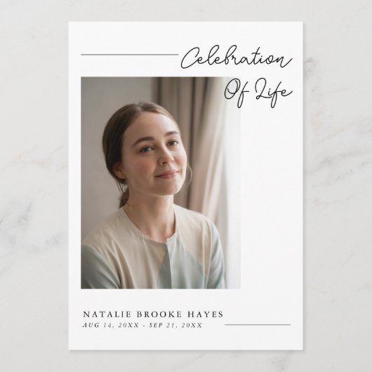 Modern Script Celebration of Life Photo Funeral プログラム (正面)