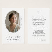 Modern Script Celebration of Life Prayer Card (正面&裏面)