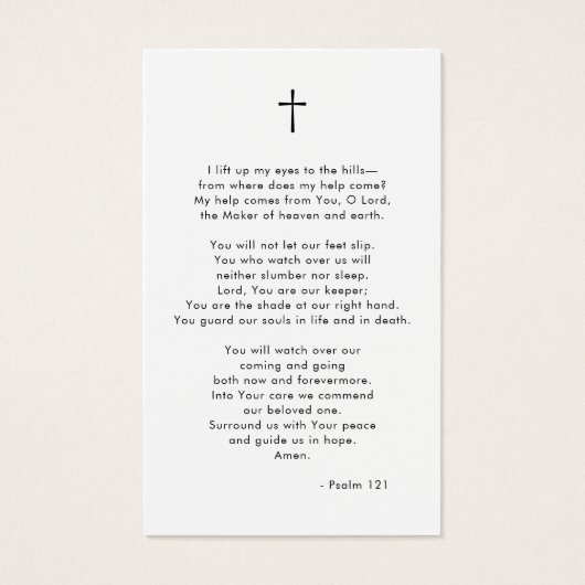 Modern Script Celebration of Life Prayer Card (裏面)