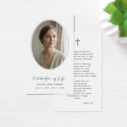 Modern Script Celebration of Life Prayer Card (デスク)