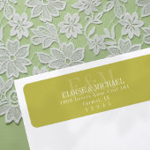 Modern Script Chartreuse Citrus Monogram Wedding ラベル