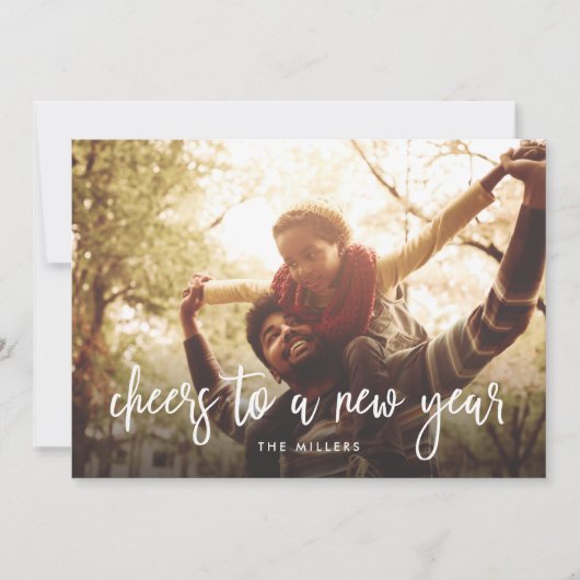 Modern Script Cheers To A New Year Photo シーズンカード (正面)