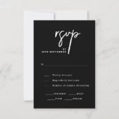 Modern Script Chic Black and White Wedding 出欠カード (正面)