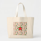  Modern script christmas tote bag rustic ラージトートバッグ (正面)