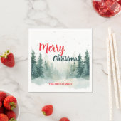 Modern Script Christmas Xmas winter pine tree fore スタンダードカクテルナプキン (インサイチュ)
