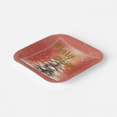 Modern Script Christmas Xmas winter pine tree fore ペーパープレート (傾斜あり)