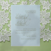 Modern Script Citrus Blue Formal Wedding ベラム紙招待状