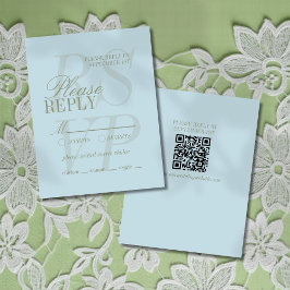 Modern Script Citrus Blue Formal Wedding  出欠カード