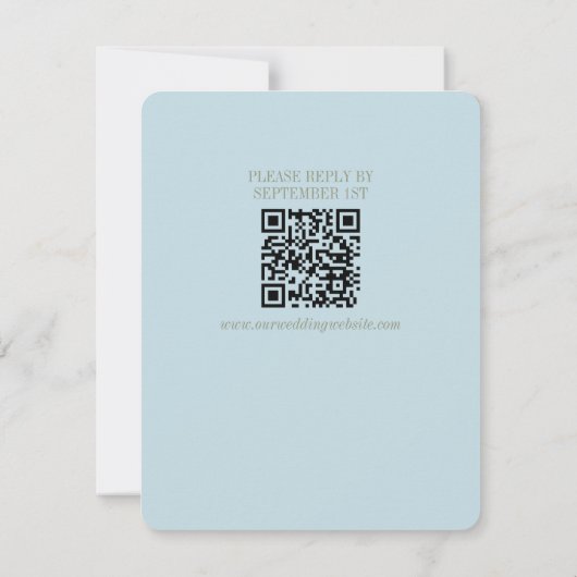 Modern Script Citrus blue QR Formal Wedding  出欠カード (裏面)