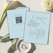 Modern Script Citrus blue QR Formal Wedding 出欠カード