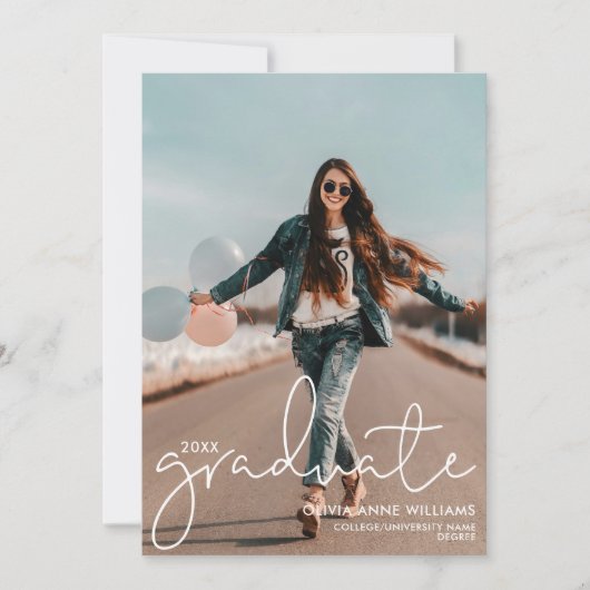 Modern Script College Graduate 案内状 (正面)