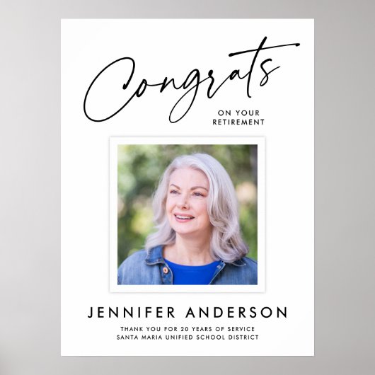 Modern Script Congrats Retirement Party Photo ポスター (正面)