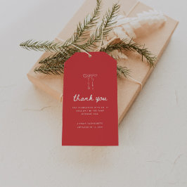 Modern Script Coquette Bow Bachelorette Thank You ギフトタグ