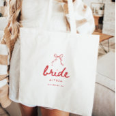 Modern Script Coquette Bow Bride's Name Wedding トートバッグ