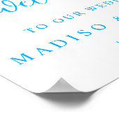 Modern Script Couples Names Wedding Welcome Sign ポスター (角)